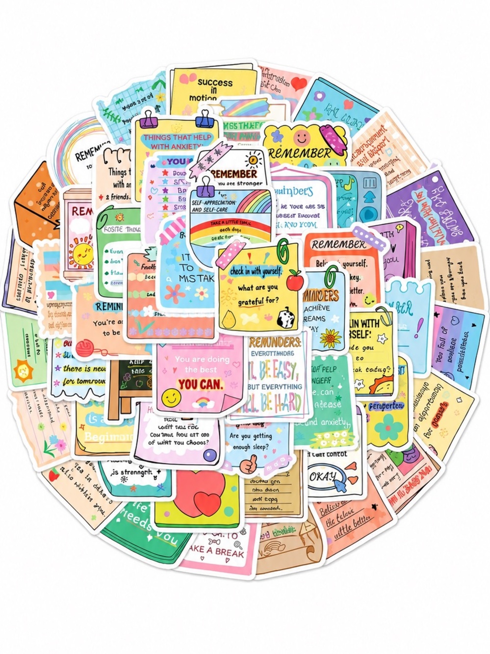 54pc Motivational Self Care Stickers Positive Affirmation Sticker Pack NEW